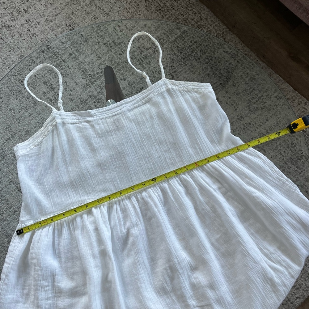 Aritzia Wilfred Safran Cotton Gauze White Spaghetti Strap Sundress Mini Sz L - Picture 7 of 12